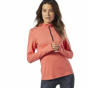 Bluza Damskie Reebok Running Essentials Quarter-Zip Top Różowe PL 07NWQRX